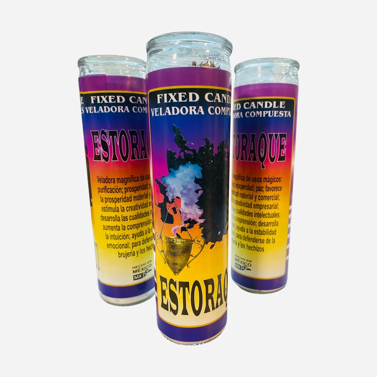 3x Set Estoraque Veladora, Estoraque Fixed Candle, Para Purificacion y Prosperidad