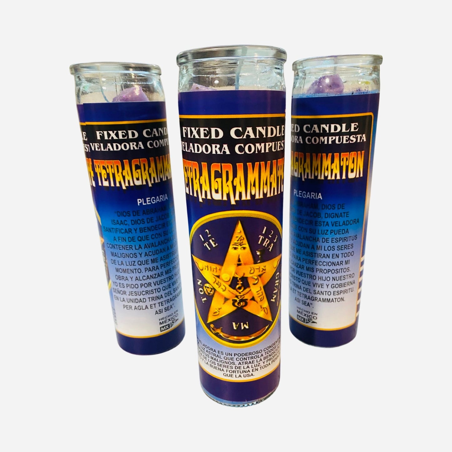 3x Tetragrammaton Veladora, Tetragrammaton Fixed Candle, Para Proteccion