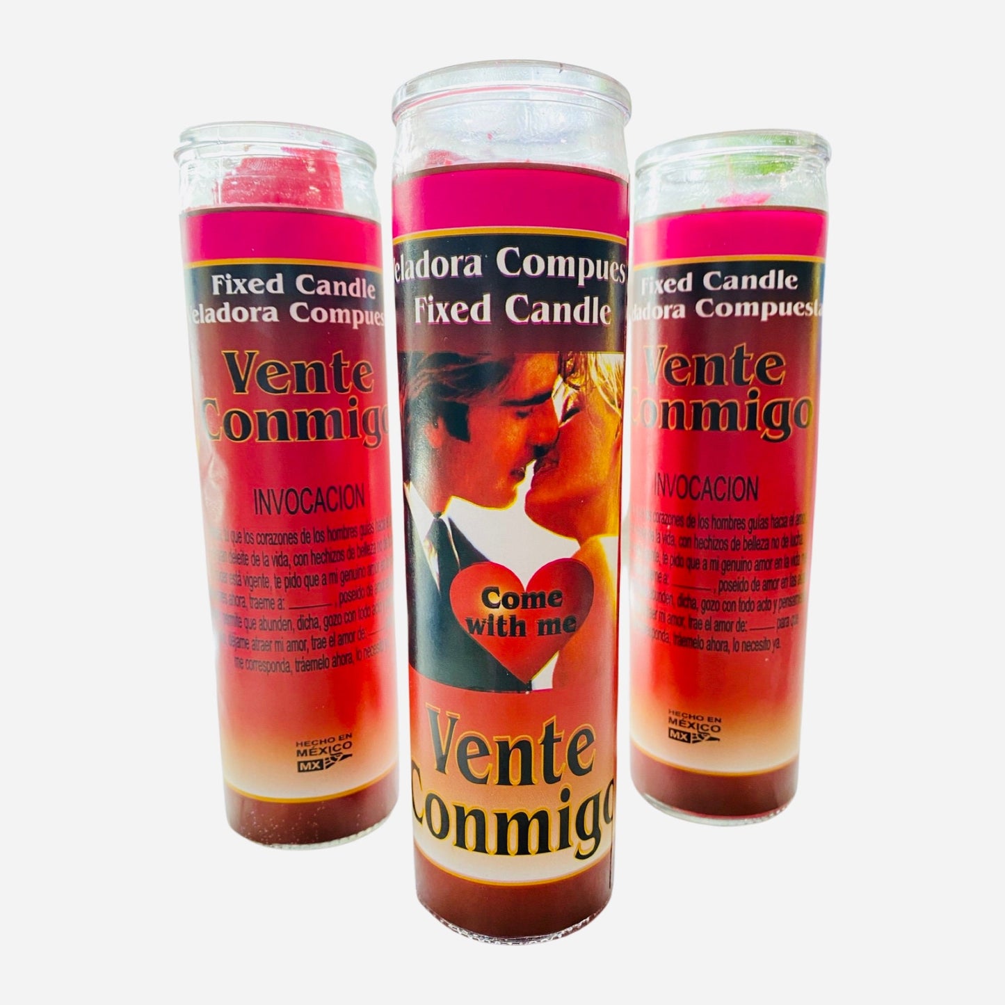 6x set- Vente Conmigo Amor Veladora, Come with Me Fixed Candle, Love Spell Candle.