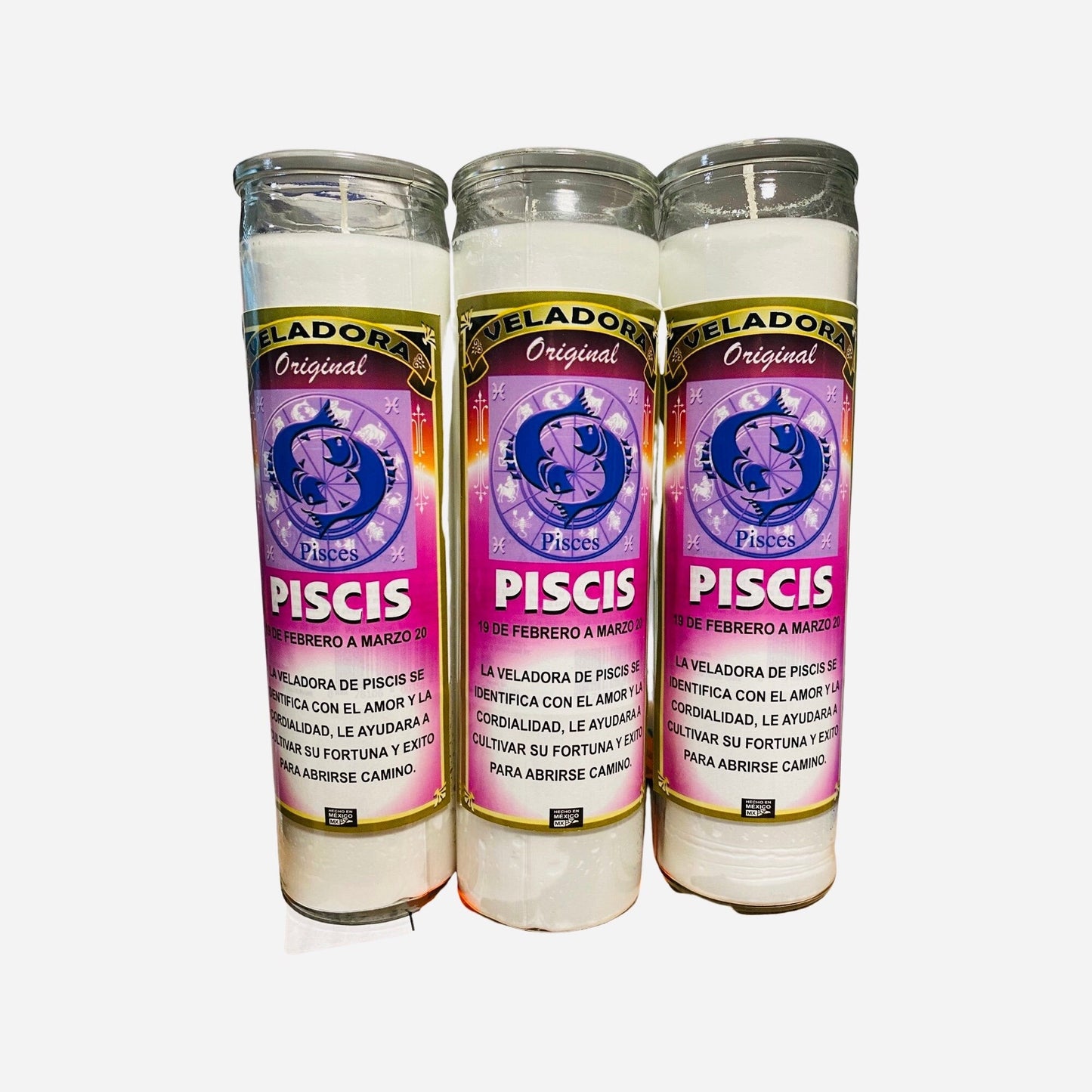 2x SET- PISCIS Veladora - PISCES Fixed Candle, Zodiac Candle