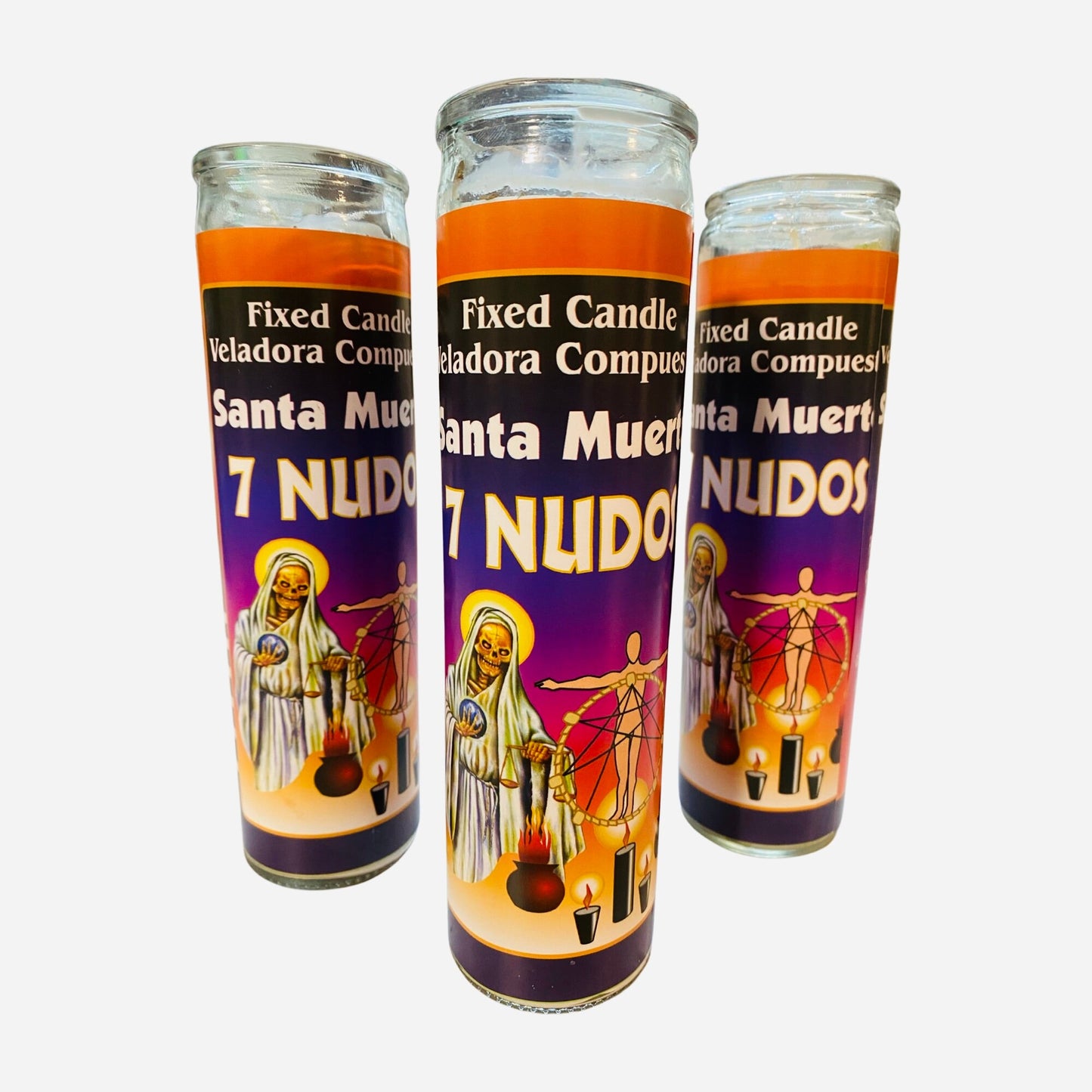 Santa Muerte 7 Nudos Veladora Para Limpias, Holy Death7 knots Candle , spiritual cleansing