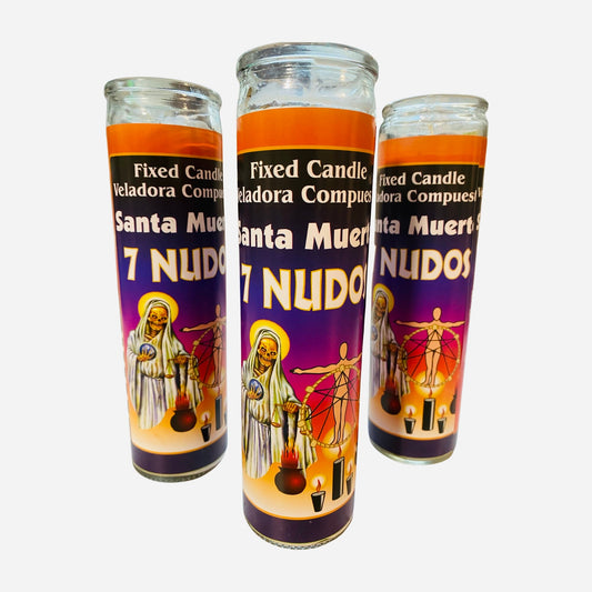 Santa Muerte 7 Nudos Veladora Para Limpias, Holy Death7 knots Candle , spiritual cleansing