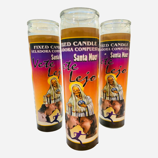 12x Santa Muerte Vete Lejos Veladora, Holy Death Go Far Away Candle, to get rid of unwanted people