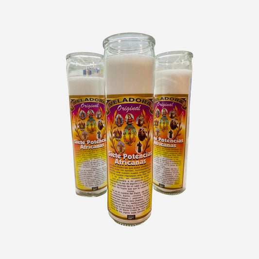 6x Conjured 7 African Powers Candle, 7 Potencias Africanas Veladora Conjurada, Orishas