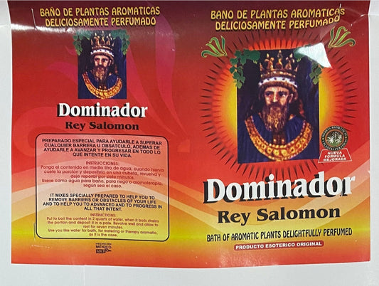 DOMINADOR Rey Salomon Baño de Hierbas, Dominator King Solomon Spiritual Cleansing Plant Herbs Bath, Limpias