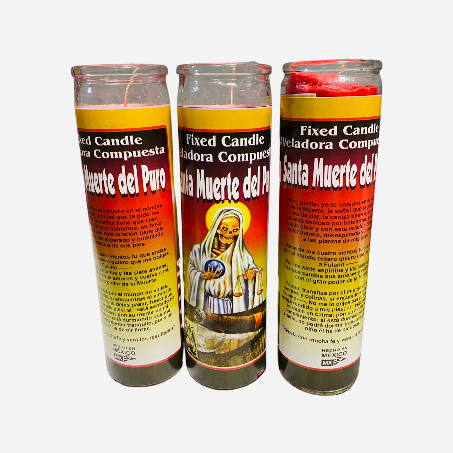 12x set- SANTA MUERTE del PURO Veladora Compuesta. Holy Death Cigar Fixed Candle.