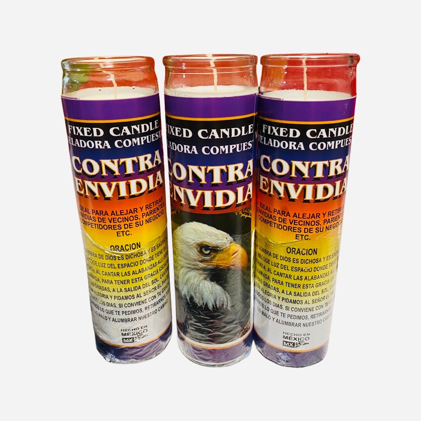 12x set- CONTRA ENVIDIA Veladora Preparada, Against Envy Fixed Candle, Against Envy and hate, Contra Envidia y Odio.