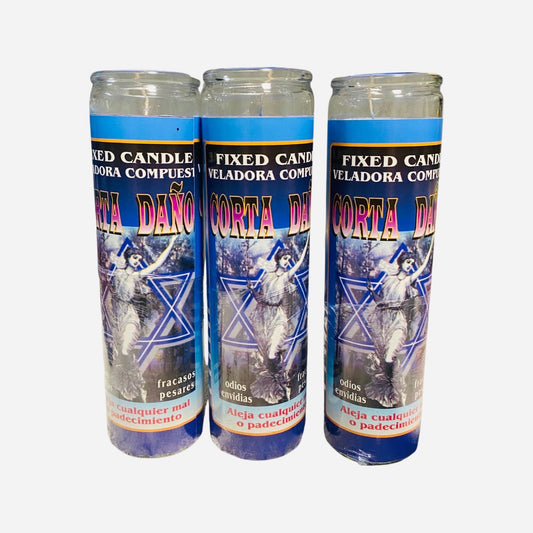 CORTA DAÑO Veladora Para Limpias y contra envidia, odio y maldiciones. AGAINST Harm Fixed Candle
