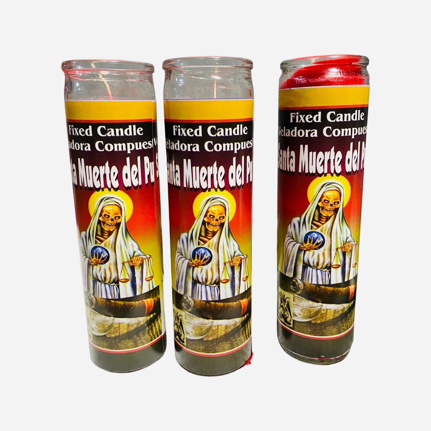 12x set- SANTA MUERTE del PURO Veladora Compuesta. Holy Death Cigar Fixed Candle.