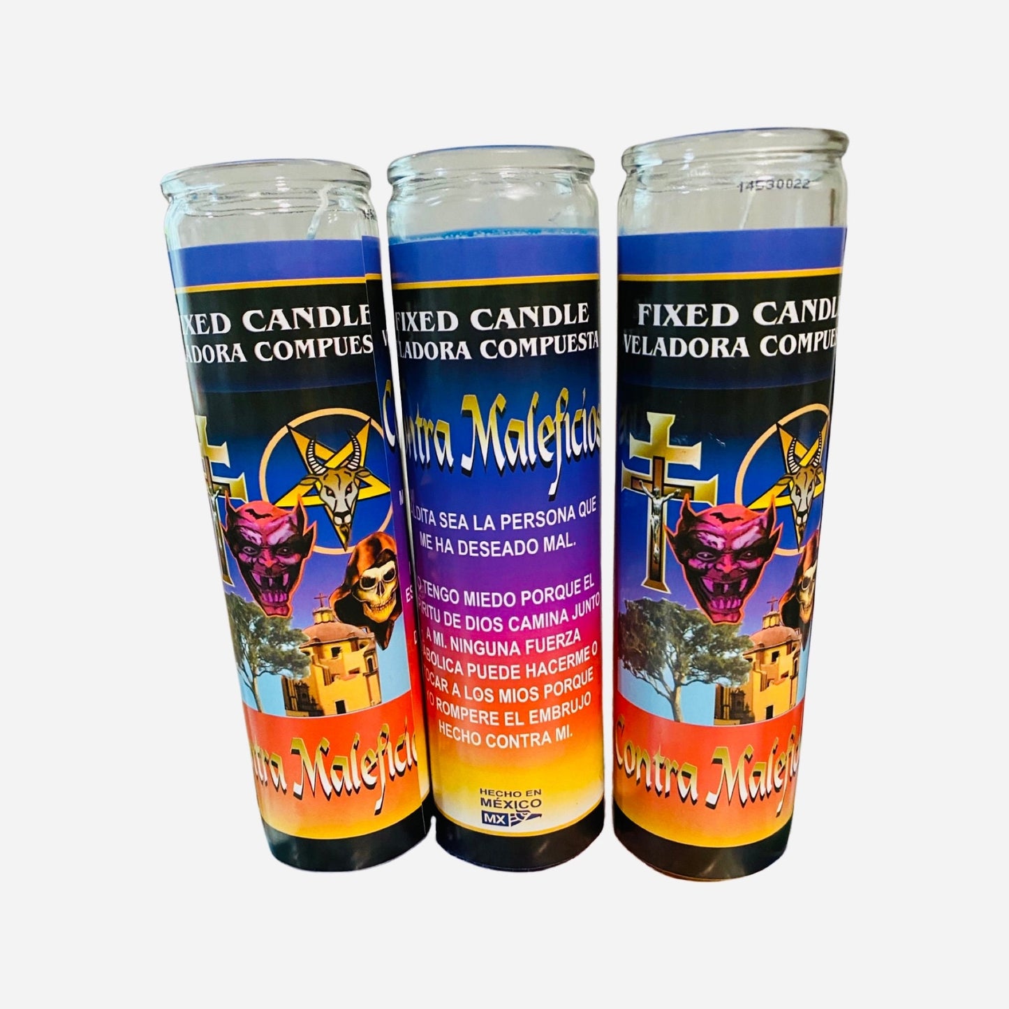 CONTRA MALEFICIOS VELADORA - Against Hexes Candle, Proteccion Contra Brujeria y Maldiciones