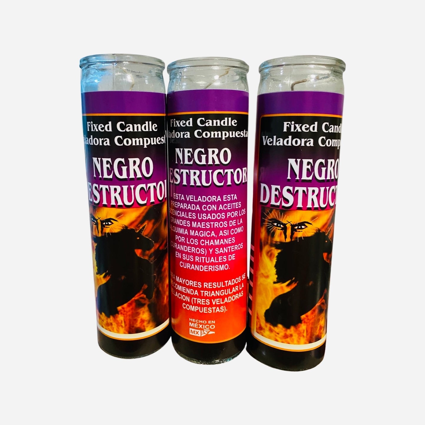 NEGRO DESTRUCTOR Veladora - Black Destroyer Candle, Rompe Maleficios