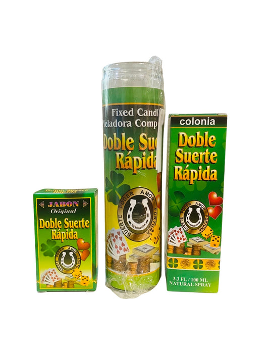 DOBLE SUERTE RAPIDA Set Veladora + Jabon + Perfume - Double Fast Luck Set