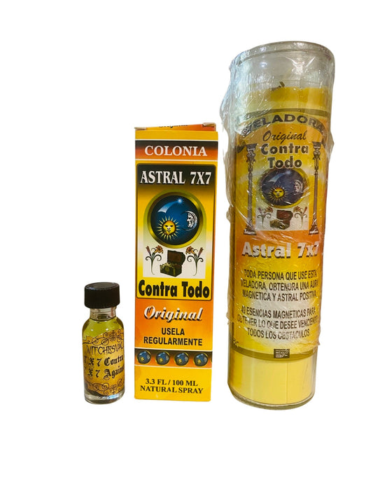 ASTRAL 7x7 Contra Todo Veladora + perfume + Aceite - 7 x 7 Against All Fixed Candle + Perfume + Oil