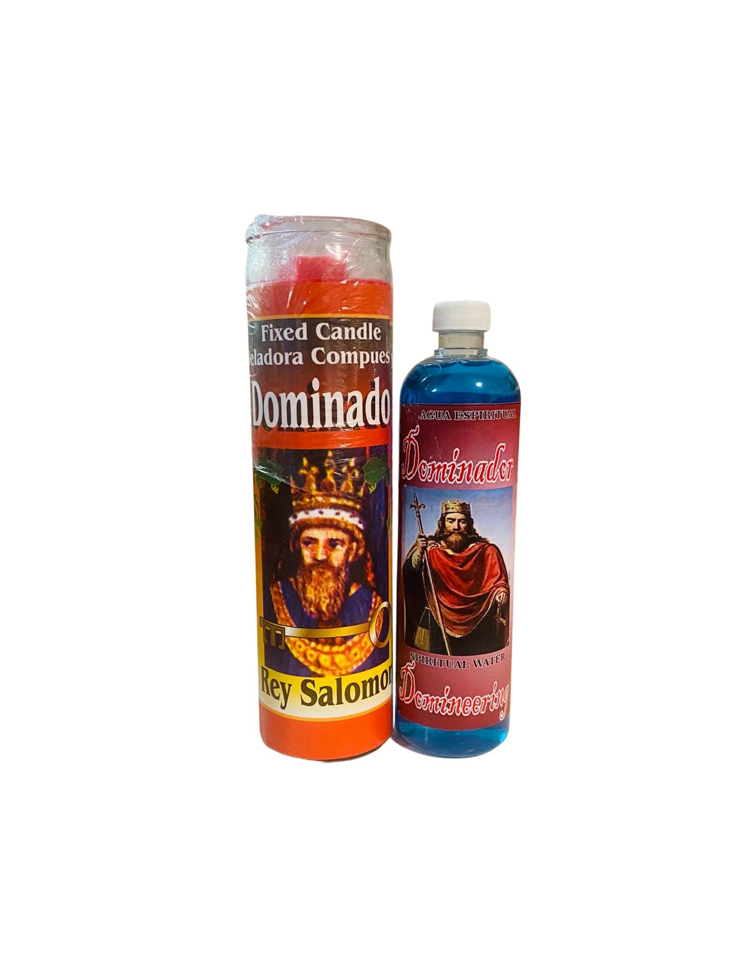 REY SALOMON DOMINADOR Veladora + Agua Espiritual Para Dominar King Solomon Dominator Candle + Spiritual Water