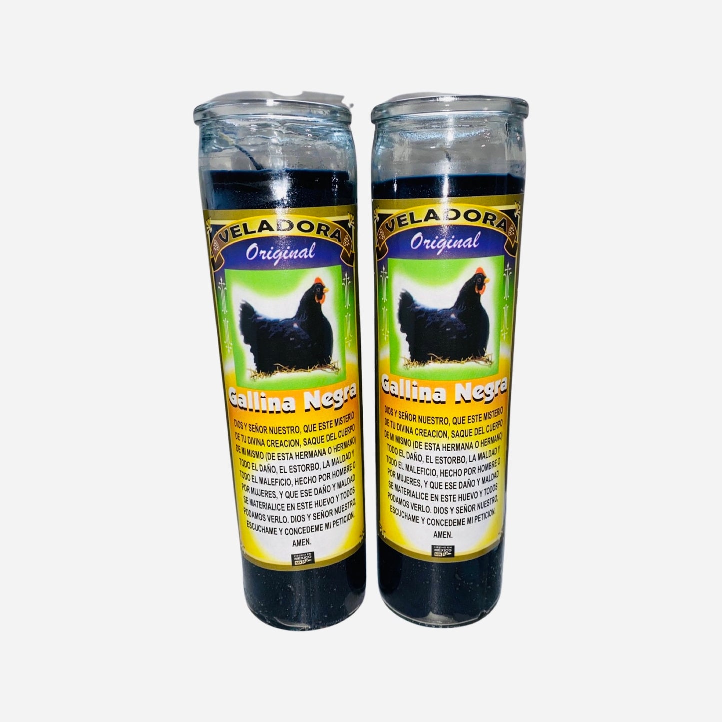 2 pack- Gallina Negra Veladora Para Limpias y Mal de Ojo - 2 Black Hen Candles for Spiritual Cleansings