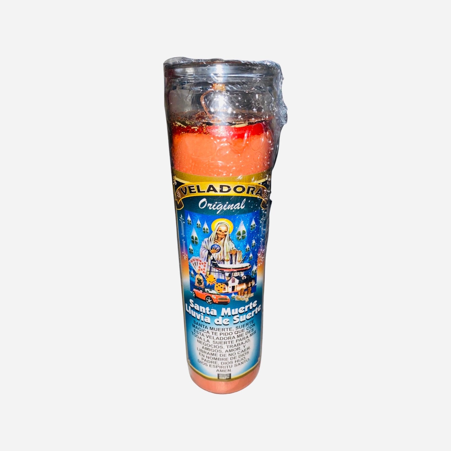 SANTA MUERTE Lluvia de Suerte Veladora Para Suerte Dinero y Amor Holy Death Rain Luck Candle