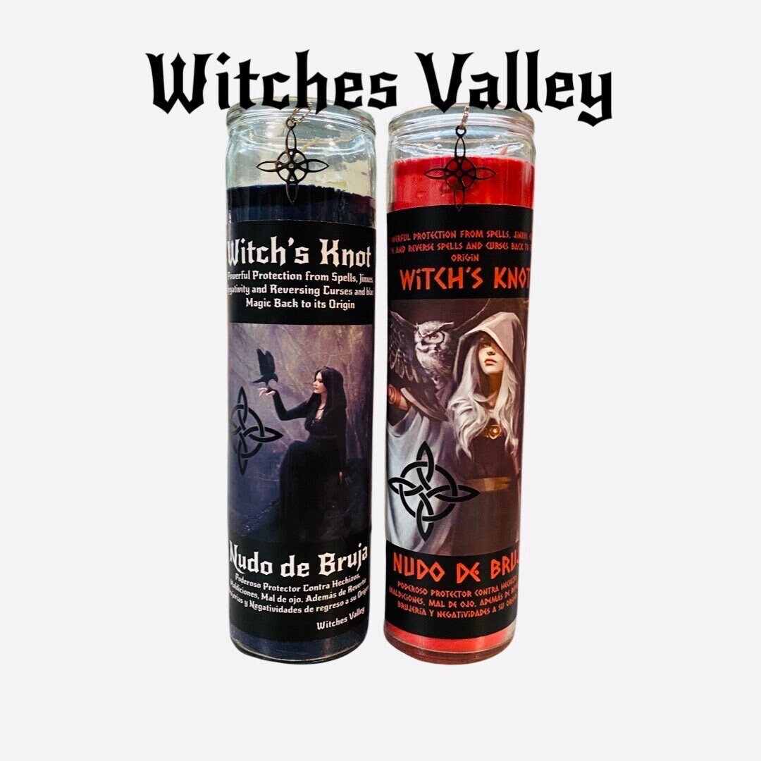 Witch's Knot Fixed Candle - Nudo de Bruja Veladora Para Proteccion. Reversing Reversible