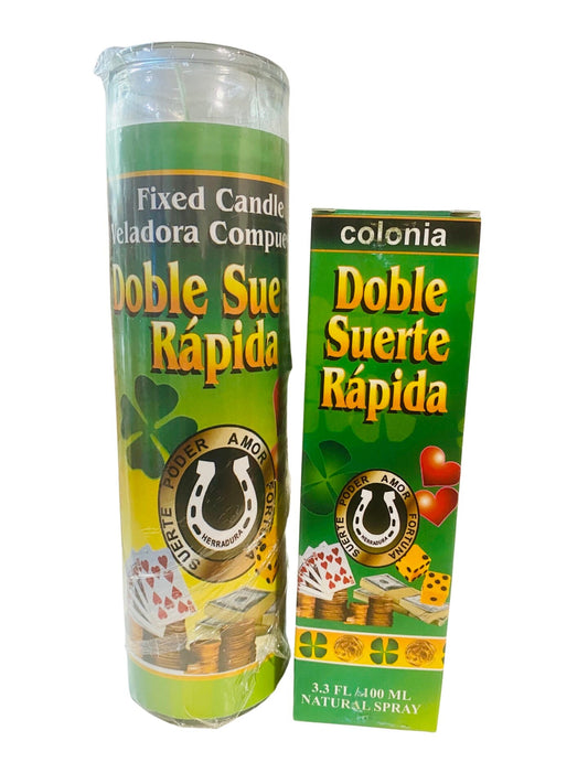 DOBLE SUERTE RAPIDA Veladora + Perfume - Double Fast Luck Fixed Candle + Perfume