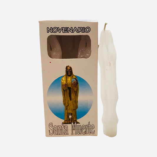 Santa Muerte Novenario 9 Velas Blancas- Holy Death Figure Novena 9 White Candles