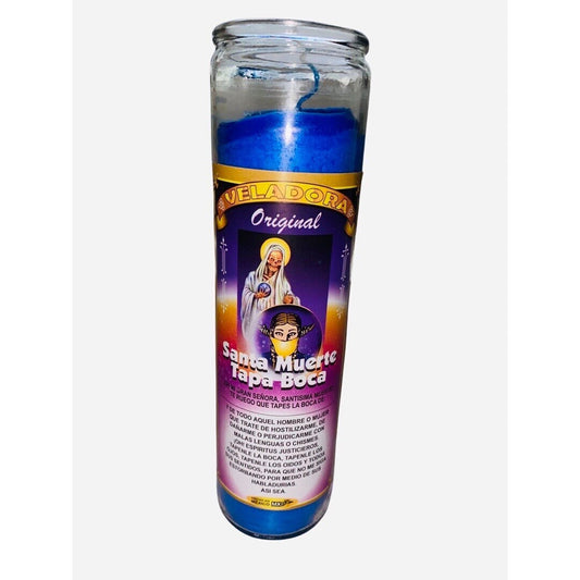 SANTA MUERTE Tapa Boca Veladora / Holy Death Shut Up Fixed Candle Para Callar Chismes