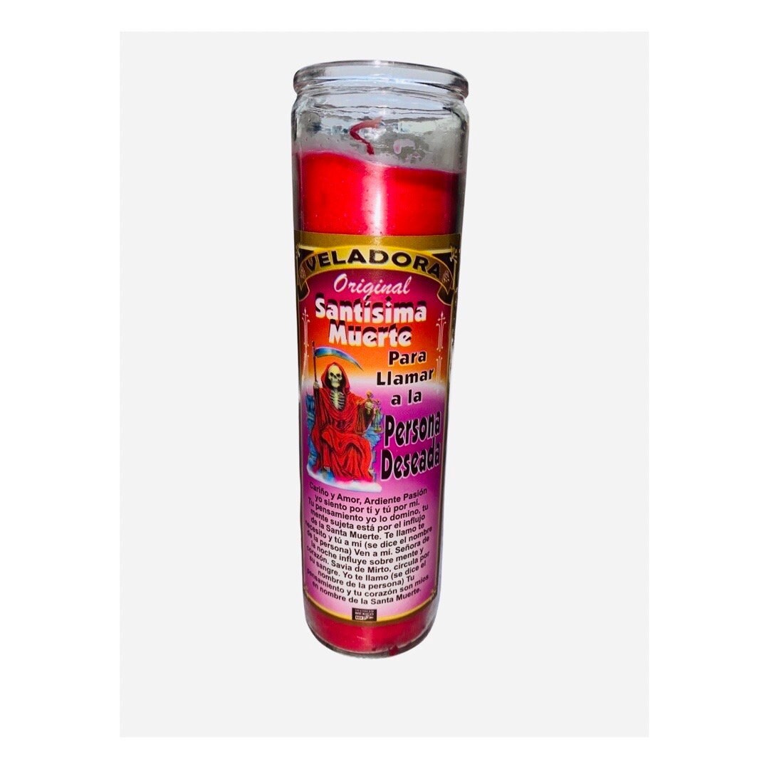 SANTISIMA MUERTE Para llamar a la Persona Deseada Veladora- Holy Death to Attract the Beloved Person Fixed Candle