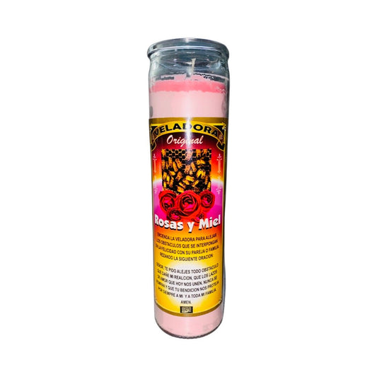 ROSAS Y MIEL VELADORA Para el Amor, Endulzar a la Pareja, Atraccion Love Spell Candle
