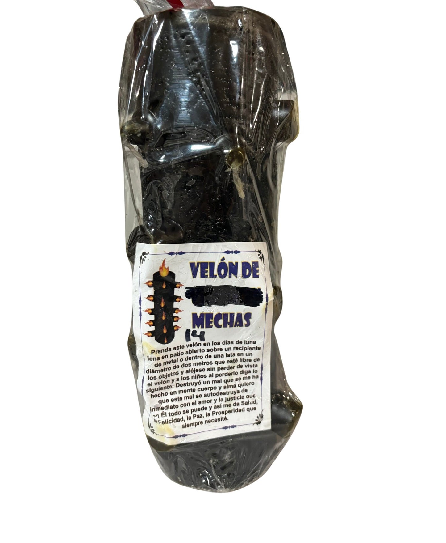 VELON DE 14 MECHAS Negro Tumba Trabajo - 14 Wicks Black Candle Remove Obstacles