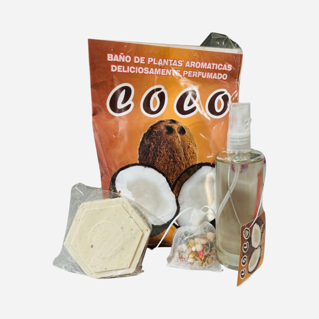 COCO Kit Ritualizado con Perfume + Baño Aromatico + Jabon + Amuleto Para Limpias y Proteccion