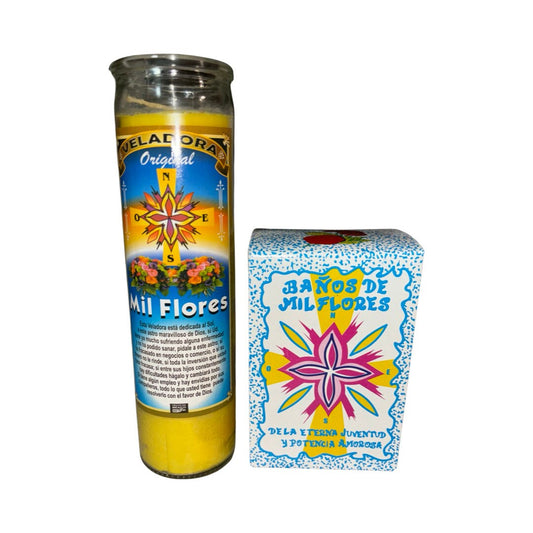 MIL FLORES De la Eterna Juventud Baño + Veladora Kit