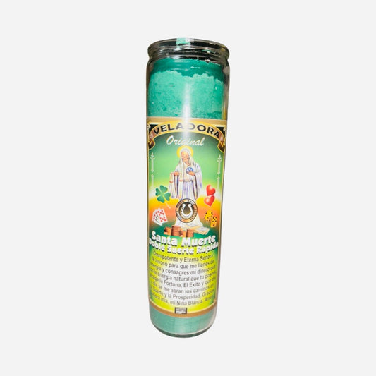 SANTA MUERTE Doble Suerte Rapida Veladora Preparada - Holy Death Double Fast Luck Fixed Candle