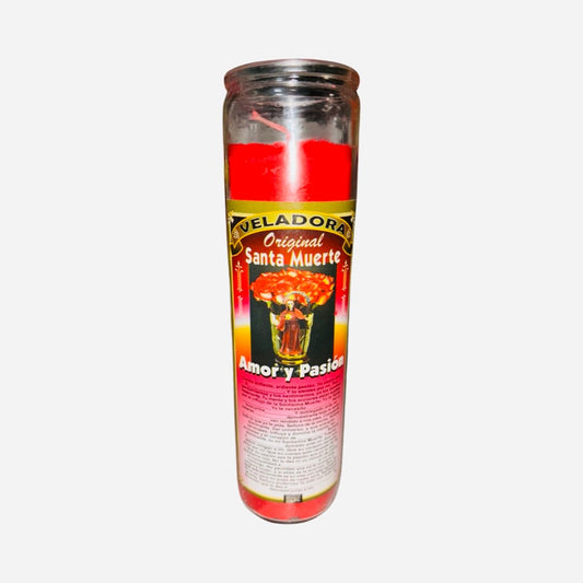 SANTA MUERTE Amor y Pasion Veladora - Holy Death Love and Passion Fixed Candle Santisima Muerte Amarre