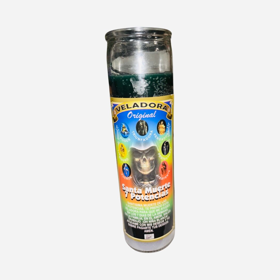 SANTA MUERTE 7 POTENCIAS Veladora - Holy Death 7 Powers Fixed Candle veladora 7 colores - 7 color candle