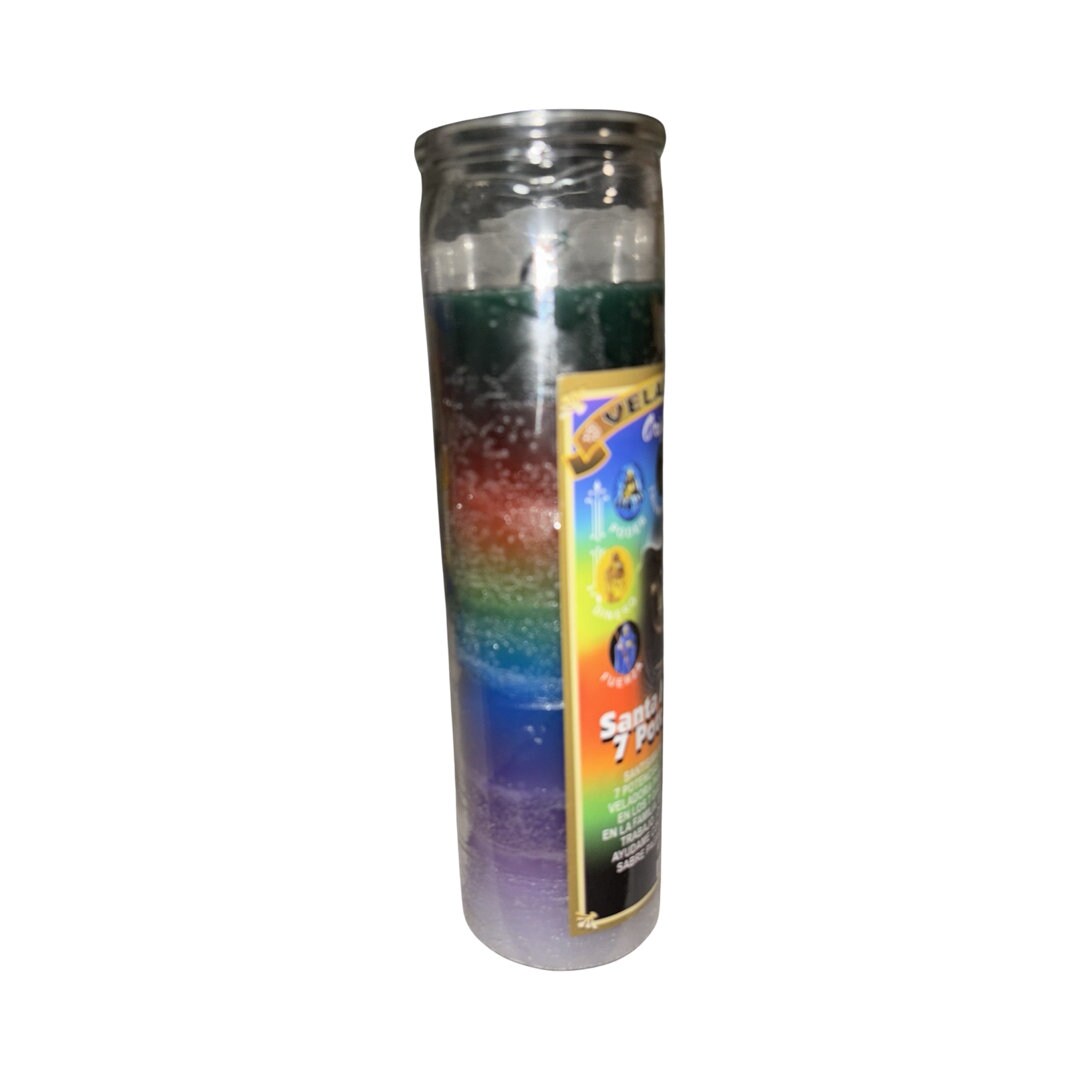 SANTA MUERTE 7 POTENCIAS Veladora - Holy Death 7 Powers Fixed Candle veladora 7 colores - 7 color candle