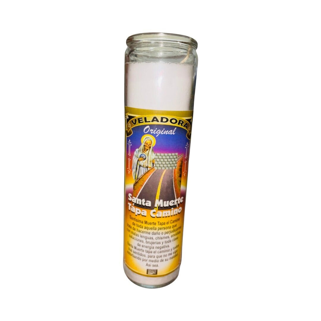 Santa Muerte Tapa Camino Veladora Contra Enemigos -Holy Death Road Blocker Candle Against Enemies Santisima Muerte