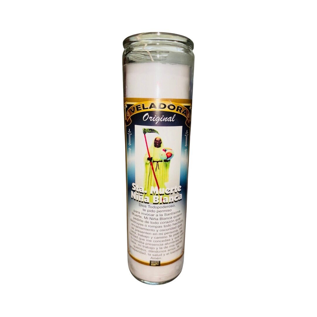 Santa Muerte Niña Blanca Veladora - Holy Death White Candle Santisima Muerte