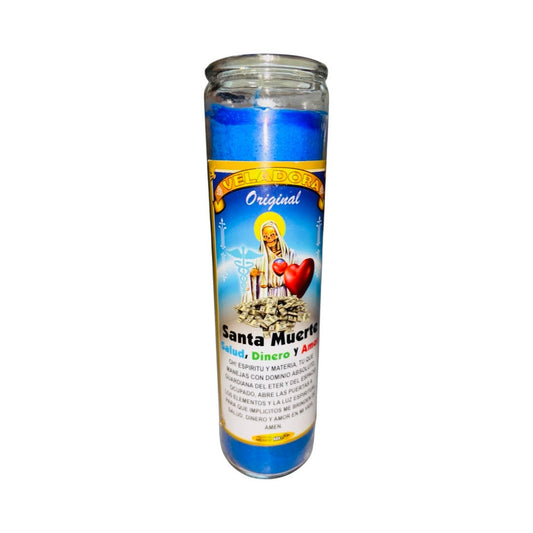 Santa Muerte Salud, Dinero y Amor Veladora - Holy Death Health, Money and Love Candle