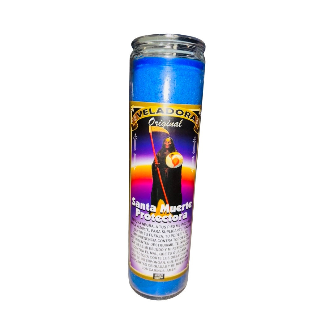 Santa Muerte Protectora Veladora - Holy Death Protection Candle. limpias y proteccion