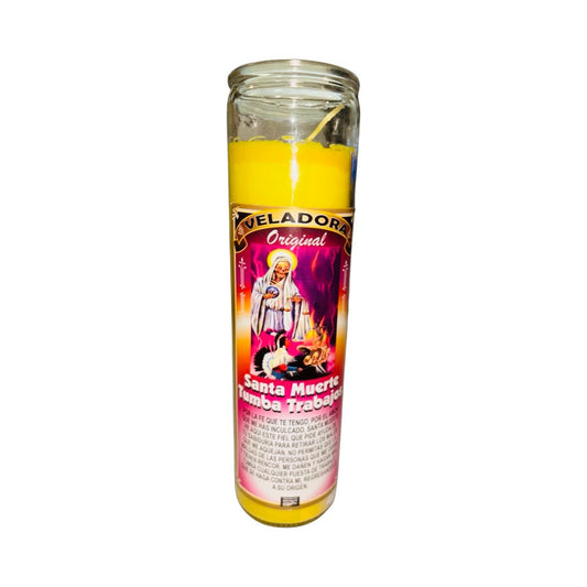 Santa Muerte Tumba Trabajos Veladora - Holy Death Spell Breaker Candle. Limpias Rompe brujeria