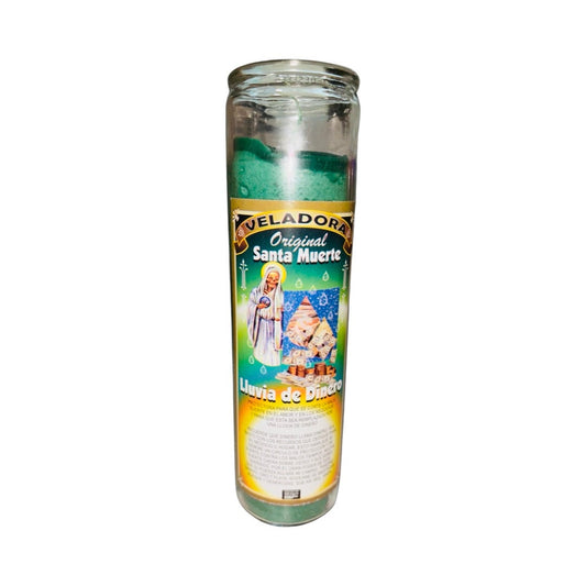 Santa Muerte Lluvia de Dinero Veladora - Holy Death Money Rain Candle Abundancia Prosperidad