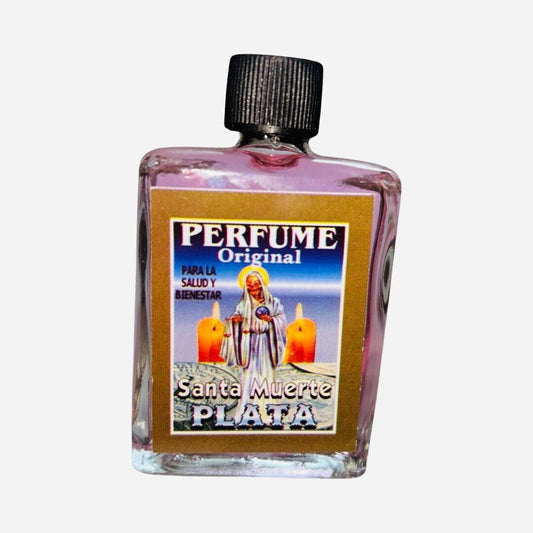 SANTA MUERTE PLATA Perfume Esoterico - Holy Death Spiritual Cologne Para Salud Bienestar Abundancia