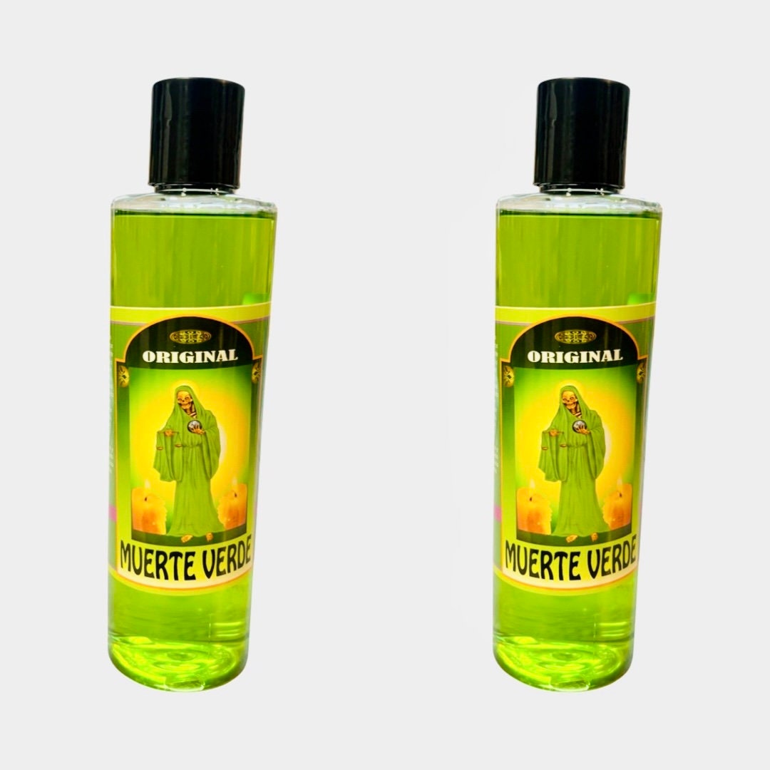 SANTA MUERTE VERDE Agua Espiritual Para Limpias Baños Riegos Atrae Dinero Ganancias Abundancia - Holy Death Green Spiritual Water