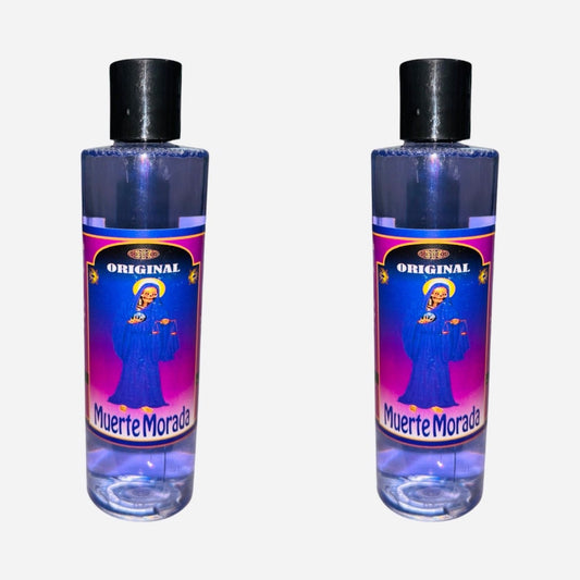 SANTA MUERTE MORADA Agua Espiritual Para Limpias Baños Riegos, Holy Death Purple Spiritual Water